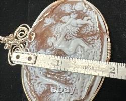 Victorian Carved Shell Cameo Silver Pendant Original Made in Italy eden Rare