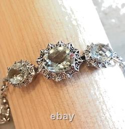 Victorian Edwardian Green Amethyst Prasiolite 925 Sterling Bracelet 7+ New ATQ