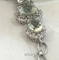 Victorian Edwardian Green Amethyst Prasiolite 925 Sterling Bracelet 7+ New ATQ