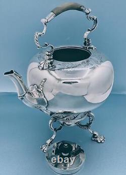 Victorian English William Hutton Silver Plate Egyptian Revival Tilting Teapot