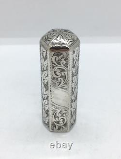 Victorian Hexagonal shaped Sterling Silver Scent Bottle art nouveau style