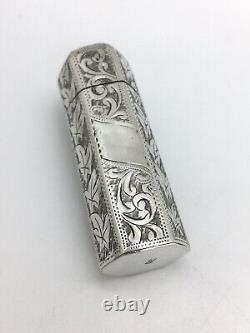 Victorian Hexagonal shaped Sterling Silver Scent Bottle art nouveau style