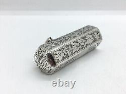 Victorian Hexagonal shaped Sterling Silver Scent Bottle art nouveau style