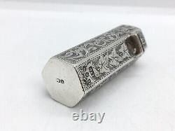 Victorian Hexagonal shaped Sterling Silver Scent Bottle art nouveau style