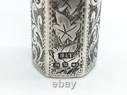 Victorian Hexagonal shaped Sterling Silver Scent Bottle art nouveau style