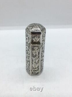 Victorian Hexagonal shaped Sterling Silver Scent Bottle art nouveau style