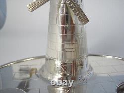 Victorian Silver Plated Novelty Cruet Set with an Engraved Windmill Style Pepper