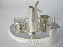 Victorian Silver Plated Novelty Cruet Set with an Engraved Windmill Style Pepper