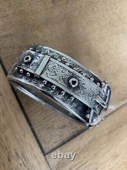 Victorian Sterling Silver Buckle Style Bangle Bracelet 1880