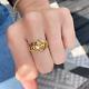 Victorian Style 14k Yellow Gold Finish Buckle Ring Unisex Floral Engravings