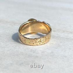 Victorian Style 14K Yellow Gold Finish Buckle Ring Unisex Floral Engravings