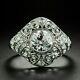Victorian Style 2.42ct White Round Moissanite Engagement Ring 925 Silver Size 9