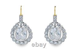 Victorian Style 30ct Dangle Earrings 925 Sterling Silver Wedding High Jewelry