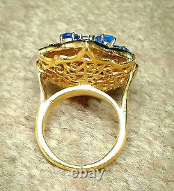 Victorian Style 925 Silver Diamond Ring, Ruby Tanzanite Handmade Silver Ring