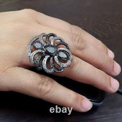 Victorian Style 925 Sterling Silver Pave Diamond Ring Fine Jewelry