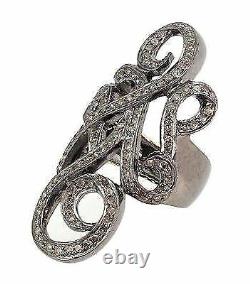Victorian Style 925 Sterling Silver Studded Diamond Ring Fine Gift her Jewelry