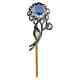 Victorian Style 925 Silver Sapphire Diamond Flower Pin For Father's Day Gift
