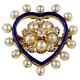 Victorian Style 925 Sterling Silver Cz Pearl Royal Blue Heart Brooch/pendant