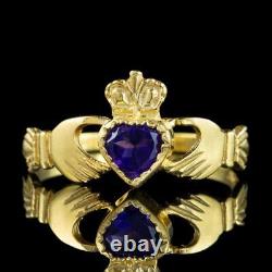 Victorian Style Amethyst Claddagh Heart Ring