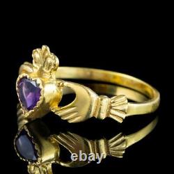 Victorian Style Amethyst Claddagh Heart Ring