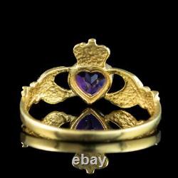 Victorian Style Amethyst Claddagh Heart Ring