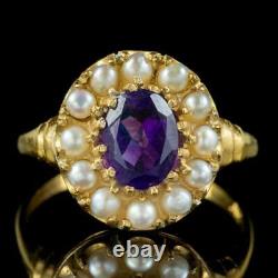 Victorian Style Amethyst Pearl Cluster Ring 1.60ct Amethyst