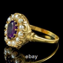 Victorian Style Amethyst Pearl Cluster Ring 1.60ct Amethyst