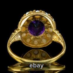 Victorian Style Amethyst Pearl Cluster Ring 1.60ct Amethyst