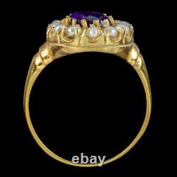 Victorian Style Amethyst Pearl Cluster Ring 1.60ct Amethyst