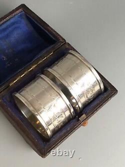 Victorian Style Boxed Silver Napkin Rings HG&S Birmingham 1962 DEZX