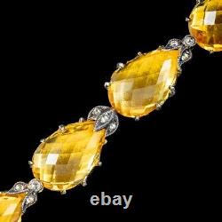 Victorian Style Citrine Diamond Riviere Snake Necklace With Cert