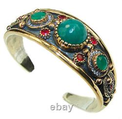 Victorian Style Created Emerald & White Topaz copper covered Sterling Silver