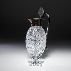 Victorian Style Cut Glass Silver Plate Mounted Claret Wine Jug Pitcher 11.75