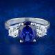 Victorian Style Cz Tanzanite Trilogy Ring Silver