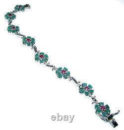 Victorian Style Emerald. 925 Sterling Silver handcrafted Bracelet