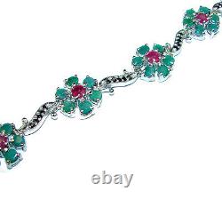 Victorian Style Emerald. 925 Sterling Silver handcrafted Bracelet