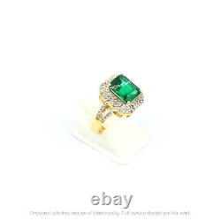Victorian Style Emerald Gemstone Ring Diamond, 925 Solid Silver Mother Day Ring