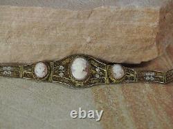 Victorian Style Filigree Bracelet With Three Cameos