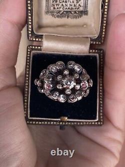 Victorian Style Flower Rose Cut Diamond Ring Rare