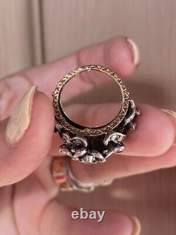 Victorian Style Flower Rose Cut Diamond Ring Rare