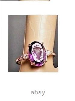 Victorian Style Intaglio Centurion Ring, Amethyst Glass Rose Gold Plated 925 Adj