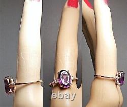 Victorian Style Intaglio Centurion Ring, Amethyst Glass Rose Gold Plated 925 Adj