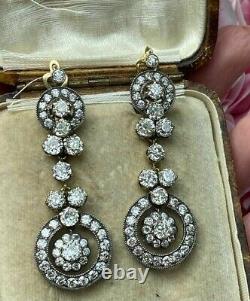 Victorian Style Milgrain Dangle Earrings Fine Silver CZ Luxury Auction Jewelry