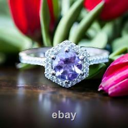 Victorian Style Natural Amethyst Ring Solid Sterling Silver 925, February