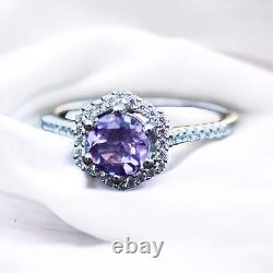 Victorian Style Natural Amethyst Ring Solid Sterling Silver 925, February