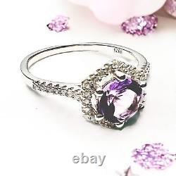 Victorian Style Natural Amethyst Ring Solid Sterling Silver 925, February