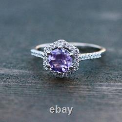 Victorian Style Natural Amethyst Ring Solid Sterling Silver 925, February