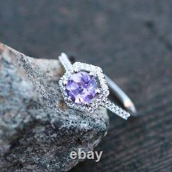 Victorian Style Natural Amethyst Ring Solid Sterling Silver 925, February