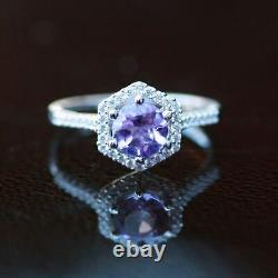 Victorian Style Natural Amethyst Ring Solid Sterling Silver 925, February