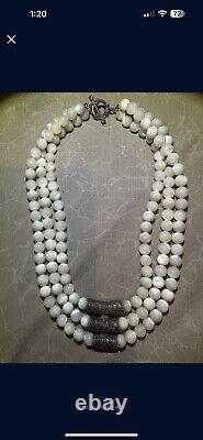 Victorian Style Necklace Pearls & Sterling Silver